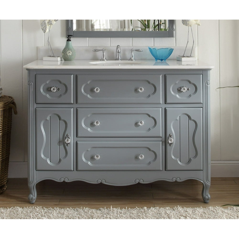 48" Benton Collection Knoxville Boho Shabby Chic Gray Bathroom Vanity