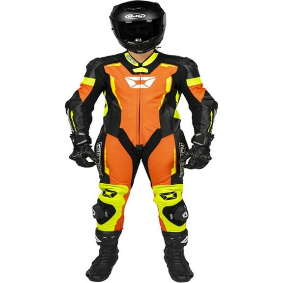 Cortech Sector Pro Air Mens Leather Motorcycle 1-Pc Suit Hi-Vis/Orange MD