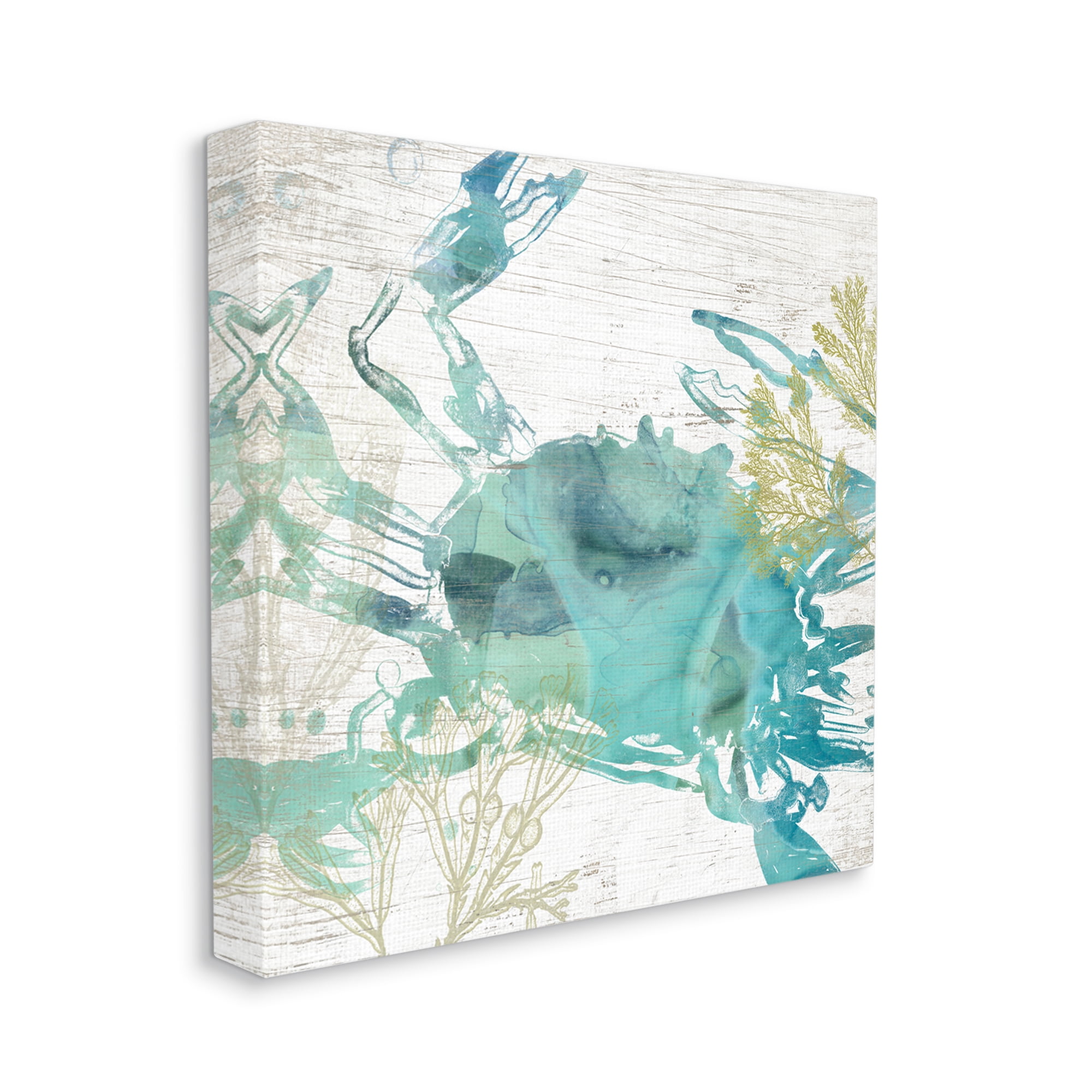Stupell Industries Abstract Blue Crab Animals & Insects Painting Gallery Wrapped Canvas Print Wall Art, 30 x 30