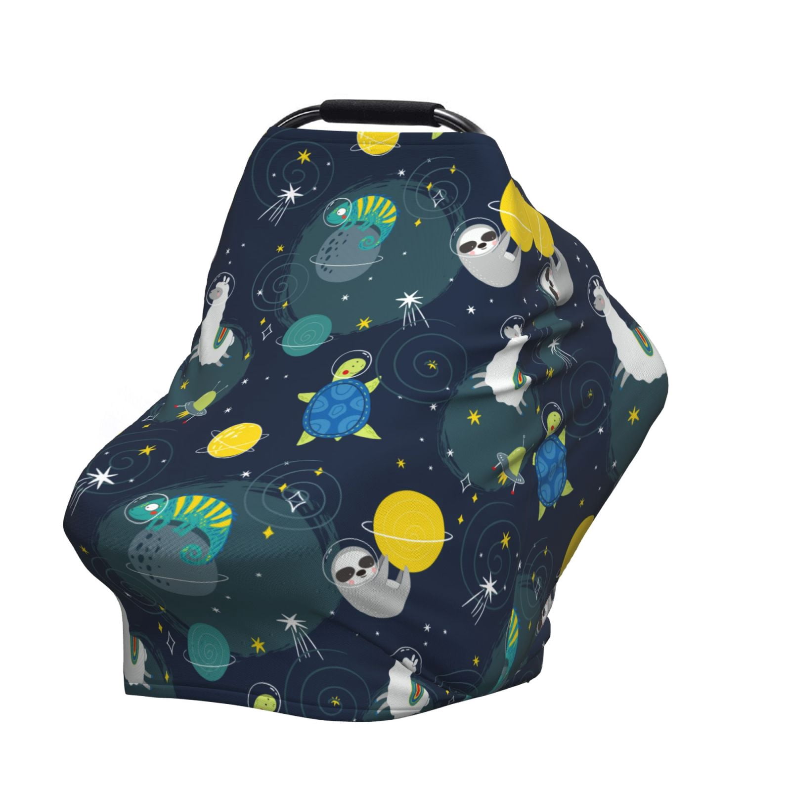 Fotbe Space and Animals Pattern Car Seat Covers for Babies, Nursing Breastfeeding Cover Infant Carseat Canopy, Soft Stretchy Carrier Cover
