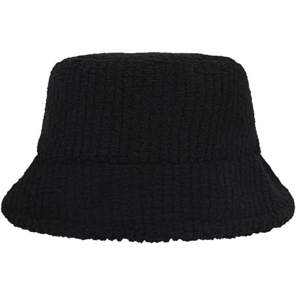 CoCopeaunts Plain Bucket Hats for Women Lamb Plush Soft Warm Fisherman Hat Winter Solid Color Casual Lady Outdoor Bucket Cap