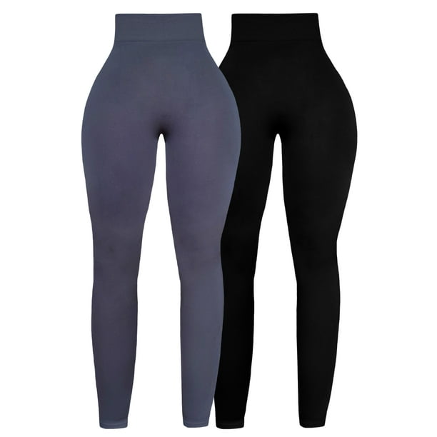 Pack de 2 Piezas Leggins Térmicos De Mujer Legging Faja Mallas Afelpadas Dama