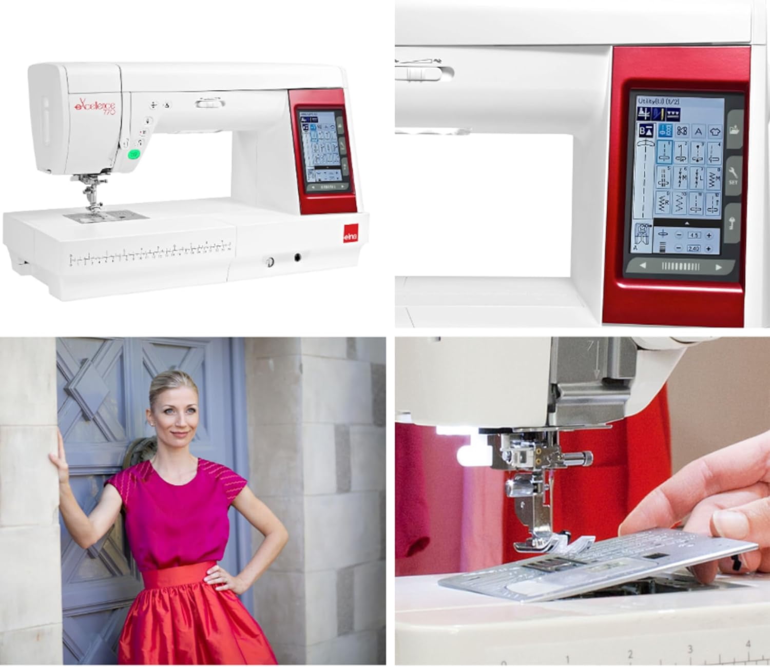 Elna eXcellence 770 Computerized Sewing Machine 350 Stitches LCD Dual Feed USB