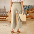 thumbnail image 6 of BinBiL Women Casual Solid Pants Comfortable Elastic High Waist Casual Beach Pants Beige XXL(XXL), 6 of 9