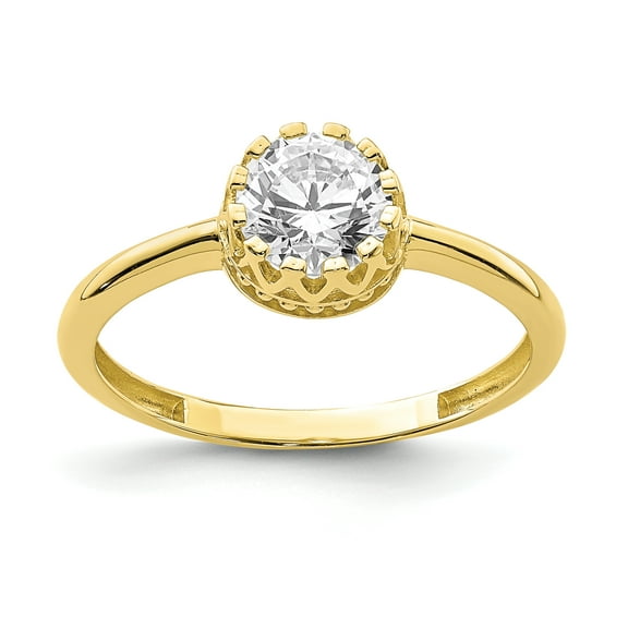 Primal Gold 10 Karat Yellow Gold Round Cubic Zirconia Ring