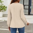 thumbnail image 4 of Blusas de manga larga con ojales para mujer - Cuello redondo, blusas informales de otoño - Color liso, ajuste holgado, tejido transpirable - Tallas S-XXL, 4 of 7