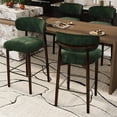 thumbnail image 4 of Memoryfield Upholstered Bar Stools Set of 4, Counter Height Barstools, Linen Fabric Curved Back, Kitchen Island & Dining Room, Green, 4 of 9
