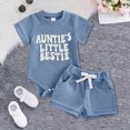 thumbnail image 2 of TOWED22 Toddler Baby Boy Clothes Short Sleeve Pumpkin T Shirt Boy Shorts Cute Outfit Infant Boys Clothing Set(Blue,6-12 M), 2 of 8