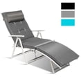 thumbnail image 1 of Chaise longue Costway plegable de exterior silla reclinable ligera y portátil con cojín y reposacabezas removibles, 1 of 3