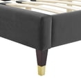 thumbnail image 6 of Platform Bed Frame, Full Size, Velvet, Dark Grey Gray, Modern Contemporary Urban Design, Bedroom Master Guest Suite, 6 of 10