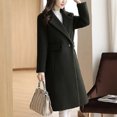 thumbnail image 5 of Stichou Womens Elegant Notched Lapel Coat Mid-Length Thicken Warm Wool Blend Coats Casual Fall Winter Fashion Long Overcoat Black 3XL, 5 of 5