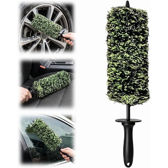 Wheel Barrel Cleaning Brush, 17 Inch Multi-Fiber Car Wash Brush,Deep Wheel Cleaning, Reduced Flick-Back, Long Reach Design