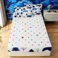 thumbnail image 4 of Manfei Forest Bear Zipper Queen Comforter Set with Fitted Sheet and 2 Pillowcases, Waterclor Rustic Animal Zipper Bedding Set, White Navy, Polkadot Reversible, 4 Pieces, 4 of 7