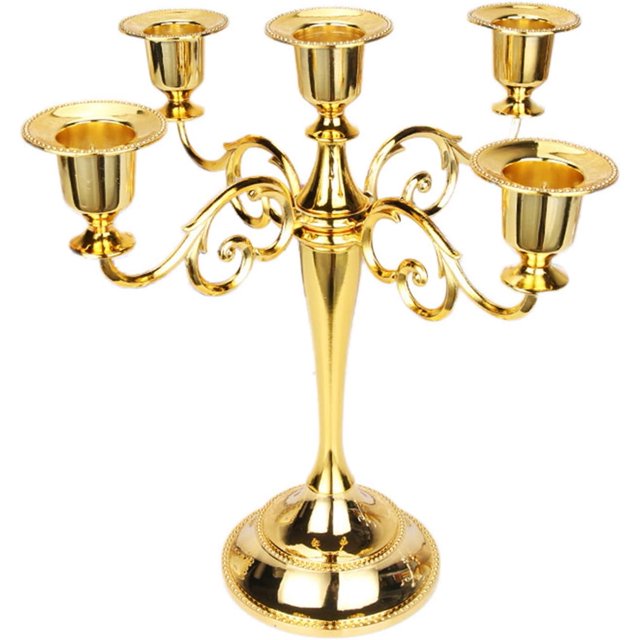 Candelabro de 5 brazos Candelabro vintage dorado Candelabro Candelabro decorativo de metal Mesa Candelabro de boda para cena con velas Candelabro Decoración navideña