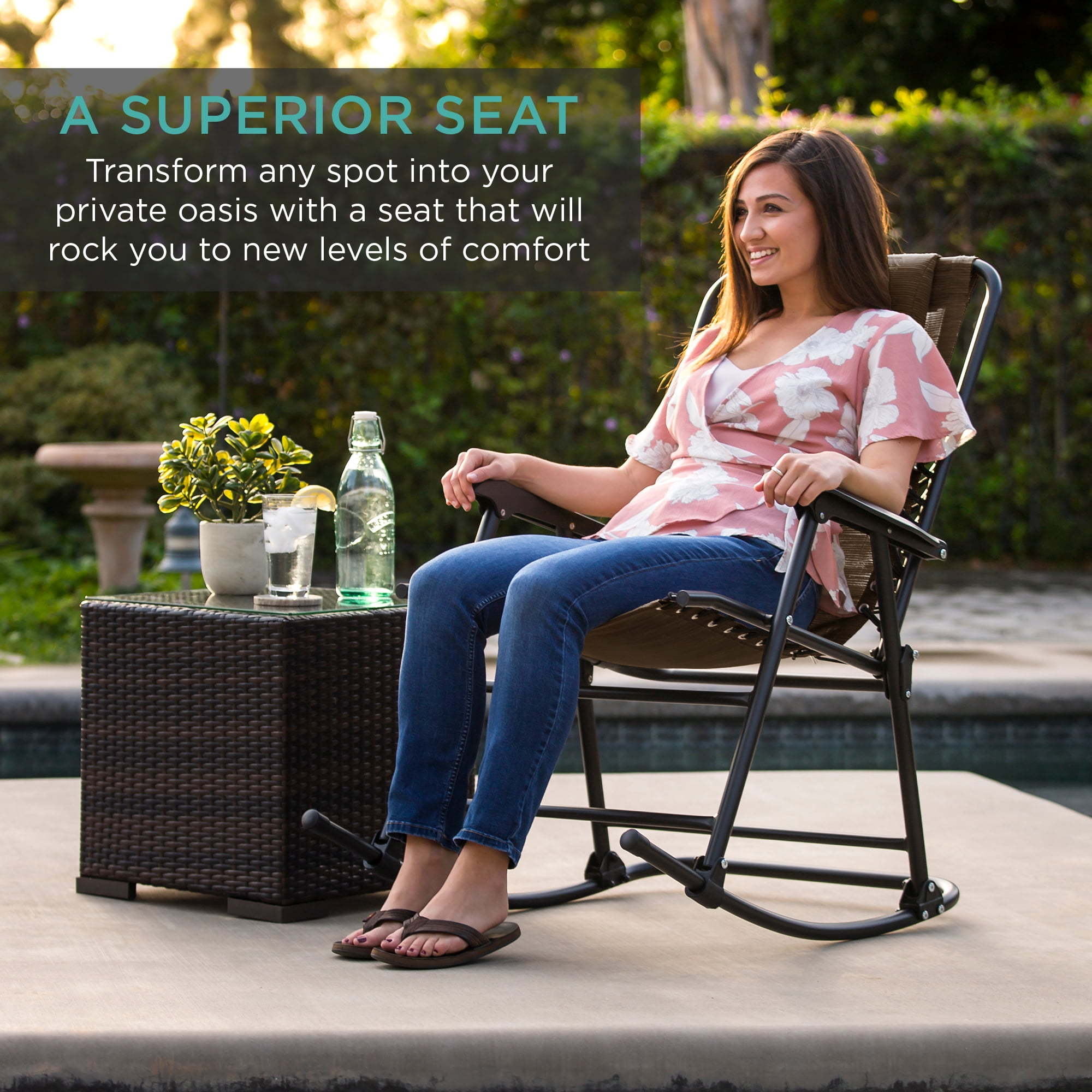 Details about   Best Choice Products Foldable Zero Gravity Rocking Mesh Patio Recliner Chair 