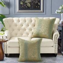 Home Soft Things Jacquard Chenille Big Zipper Throw Pillow Cover 2 Piece Set - Taupe/Sage - 26" x 26"