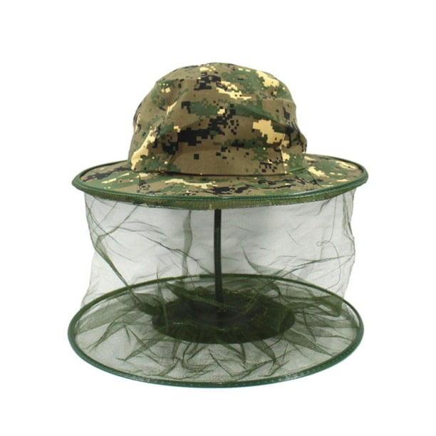 Unisex Camouflage Fishing Net Mesh Caps Head Face Protector Midge Mosquito  Bug Insect Prevention Outdoor Hunting Sun Hat 