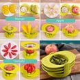 thumbnail image 4 of Cortador de tomates 4 en 1 con forma de pera y manzana, cortador de frutas multifuncional, juego de utensilios de cocina, cortador de manzanas, cortador de frutas con mango de pera, 4 of 5