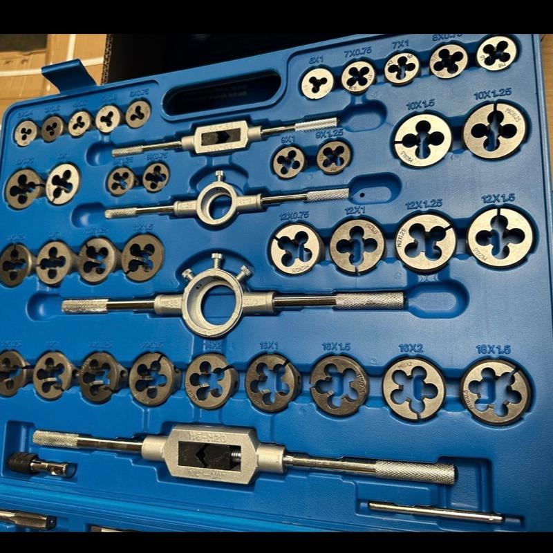Tap and Die Set - Metric Taps 110 PCs Set M2-M18 HSS Metric Thread Taps Dies Kit with 70 Taps, 2 Die Wrenches & 35 Dies