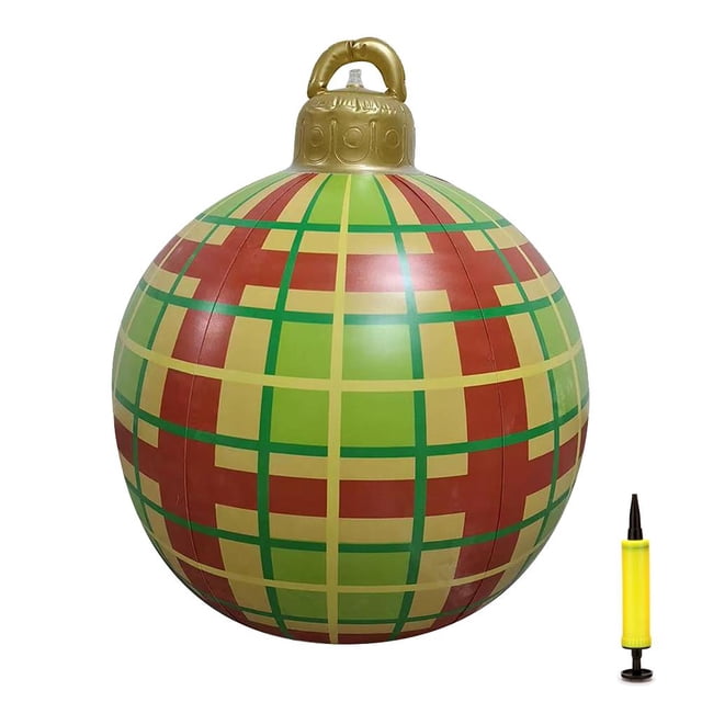Bola inflable de PVC, bola navideña de 23,6 pulgadas, decoración navideña, apariencia llamativa