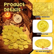 Sinekong 200 pcs Gold Coins, Plastic Gold Coins Bulk, Pirate Treasure for Pirate Party, Treasure Hunt Game, Fake Coins for Classroom Rewards Tokens