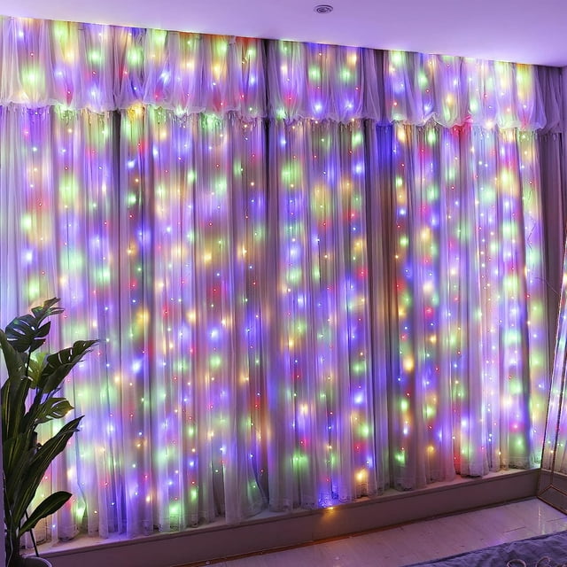 Innotech 300LED Multi color Fairy Curtain Lights, USB Plug in 8 Modes Christmas Fairy String Hanging Lights with Remote Controller for Bedroom, Indoor, Outdoor, Weddings, Party, Decorations