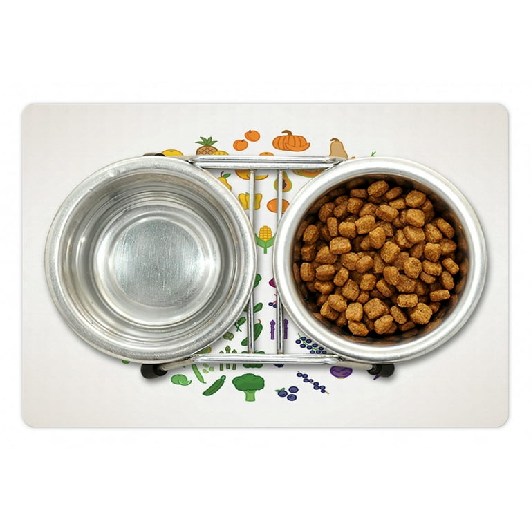 Vegan Pet Mat for Food and Water Fruit and Vegetables Color Wheel