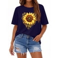 thumbnail image 3 of NAMTYQX Women's T-Shirts Graphic Crew-Neck Stretch Short Sleeve Trendy Plus Size Baggy Grafisches Soft Womens Summer Tops Dark Blue Size S, 3 of 5