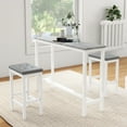 thumbnail image 2 of Topbuy Upholstered Bar Stools Set of 2 Counter Height Stools with Button-tufted PVC Leather Seat & Sturdy Footrests Gray & White, 2 of 7