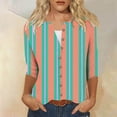 thumbnail image 2 of Nmnitkp Cartigan Light and Comfortable Womens Round Neck 3/4 Sleeve Tops Button Floral Design T-Shirts Solid Loose Cute Tunic Tee Blouses, 2 of 7