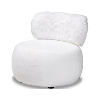 Baxton Studio Tayla Modern and Contemporary White Fabric Upholstered and Black Metal Accent Chair