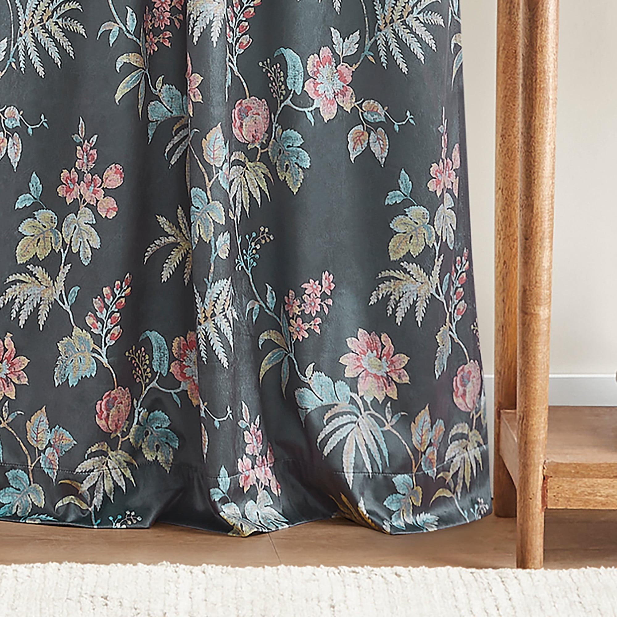 Martha Stewart Norah Curtain Panel Pair, Charcoal, Back Tab, Room Darkening, Indoor, Adult, 2 Piece Set, 37" x 84"