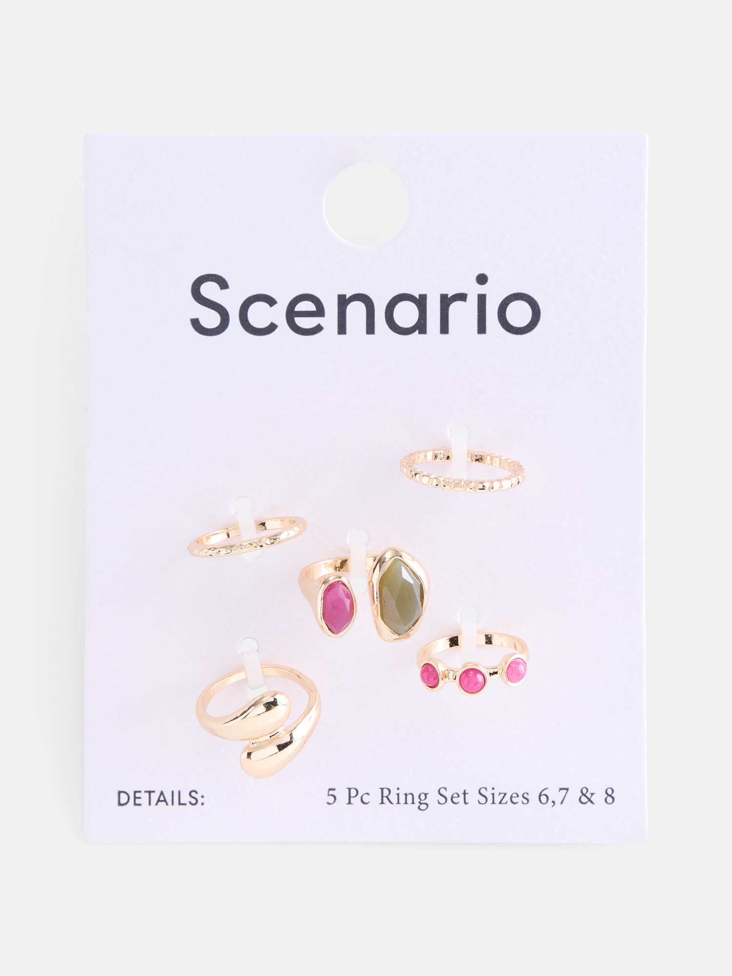 Scenario Women's Multi-Stone Goldtone Ring Set, 5-Piece photo 4