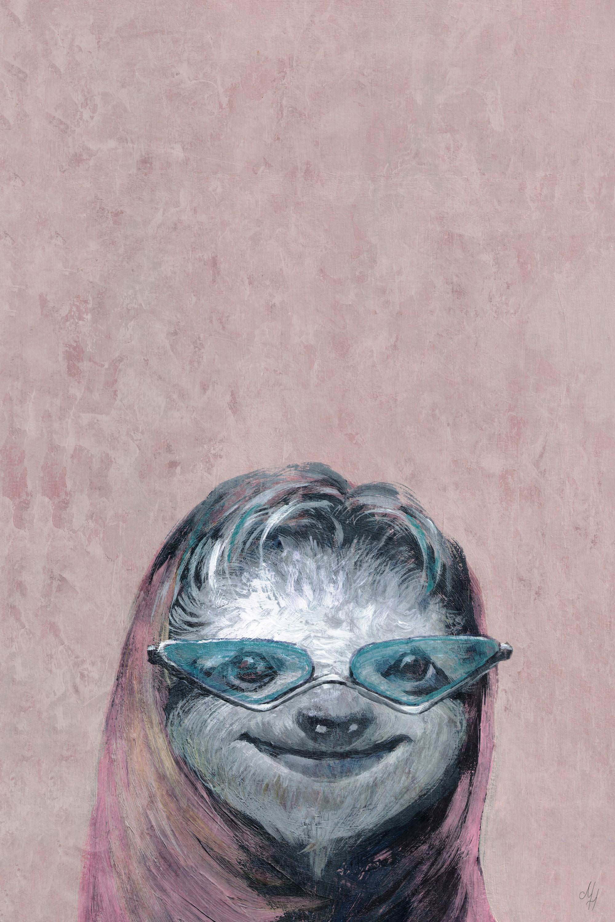 Cheeky Sloth Painting Print on Wrapped Canvas