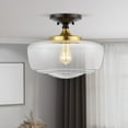 thumbnail image 5 of JONATHAN Y Marfa 14" Glass/Iron Farmhouse Modern LED Flush Mount, Oil Rubbed Bronze/Brass Gold, JYL7517E, 5 of 9