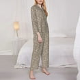 thumbnail image 3 of Fuzoiu Hand Drawn Snake Print Women's Long-Sleeved Pajama,Lounge Button Down Nightwear,Womens Notch Collar Pajama Set-Large, 3 of 7