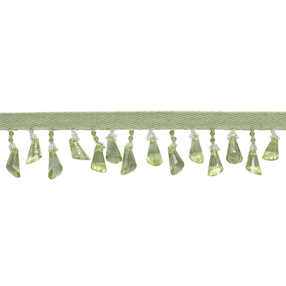 1 1/4" (3cm) Beautiful Handcrafted Beaded Fringe Trim with Bell Design # B40693,, Citron Green #L60 (Dark Yellow Green) Sold By The Yard (36"/3 ft/0.9m)