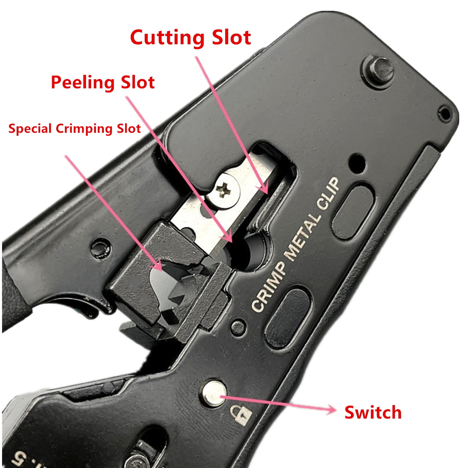 Network Cable Crimp Tool Kit, Wire Stripper Cutter For Pass Through Cat6 Cat5e Connectors