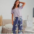 thumbnail image 4 of Pijama transpirable de 2 piezas para Mujer, ropa de dormir holgada, de manga corta, informal, para el hogar, 4 of 4