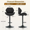 thumbnail image 3 of Hawsaiy Swivel Bar Stools Set of 2, Adjustable Height Faux Leather Bar Stools with Back, Double-Layer Upholstered Counter Height Bar Chairs for Kitchen Island, Black, 3 of 10