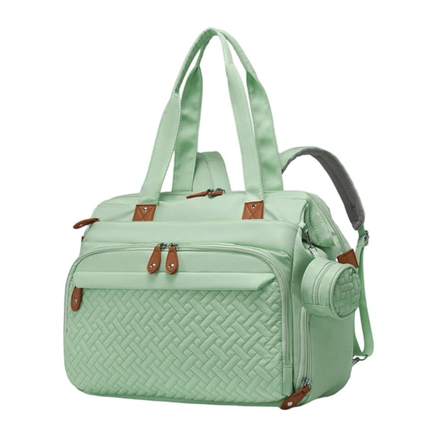 Bolsa de pañales, mochila con compartimento para zapatos, organizador divisor seco-húmedo, bolsa de viaje portátil, estuche para chupetes para las toa Verde