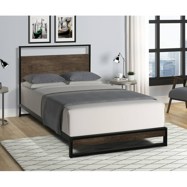 Twin Platform Bed Frame, Industrial Metalen Twin Size Bed with Headboard & Metal Slats, Adult Bedframe Twin Twin Bed Frame, No Spring Needed, Size, A1324 - Walmart.com