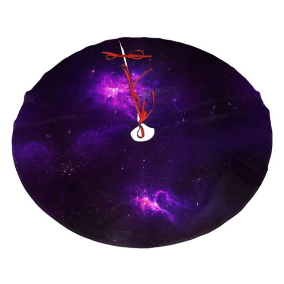 Nebula Galaxy Purple Tree Skirt Christmas Printed Xmas Holiday Decorations Indoor Outdoor 48"