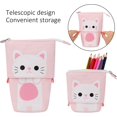 thumbnail image 4 of Estuche telescópico de pie con diseño de gato, multifuncional, organizador de papelería, bolsa de maquillaje para niñas, niños, adultos (rosa), 4 of 5