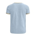 thumbnail image 4 of FINALGANG Mens Contrast Trim Short Sleeve TShirt Crew Neck Slim Fit Casual Tee For Summer Beach Daily Streetwear Blue XXXL, 4 of 5