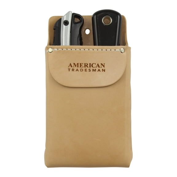 American Tradesman 918F - Top Grain Leather Box Shaped Tool Pouch w/Flap…
