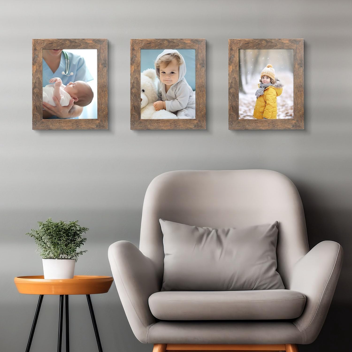 Golden State Art 8 x 10 Country Wood Grain Style Tabletop and Wall Display Picture Frames, Brown, 2 Count