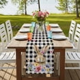thumbnail image 4 of Table Runners 70 Inches Long Dress Scarves, Bunny Easter Farmhouse Coffee/Dining/Kitchen Table Decor, Holiday Table Runner, Black Plaid Spring Floral Pastoral Retro Art 13x70 Inch, 4 of 9
