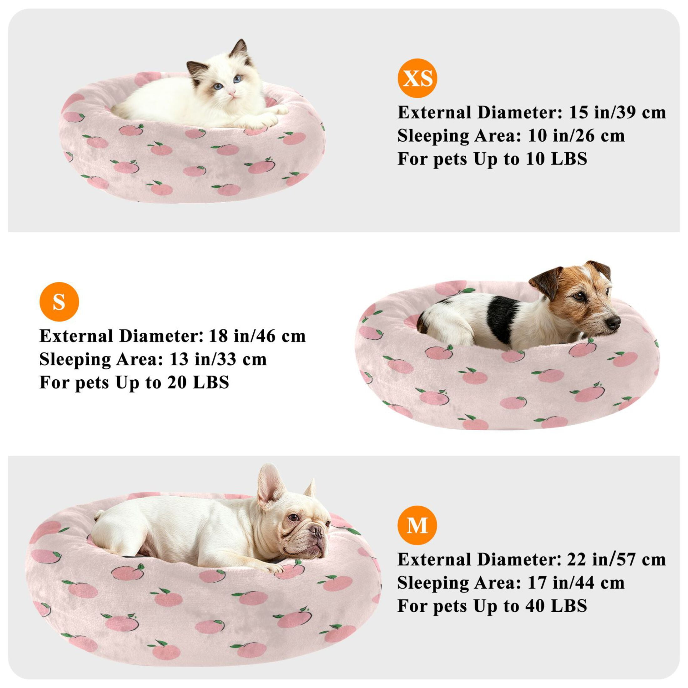 Iauyy Pet Couch Donut Cat Bed for Indoor Cats/Small Dogs Washable & Machine with Non-slip Bottom Calming Cat Furniture, Delicate Peaches (M)