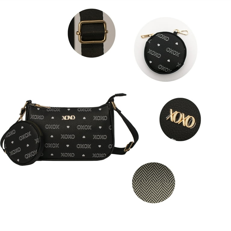 XOXO Medium Black Urban Heart Cross Body Handbag with Purse